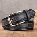 Men's Leather High Quality Classic Belt Alloy Pin Buckle Men's Matching Jeans Business Cowhide Belt Black Color Dark Brown Color