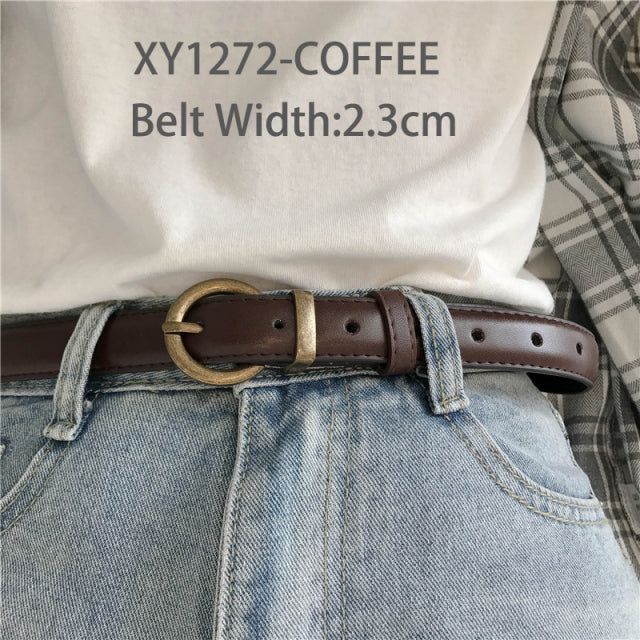 DINISITON Women Belt Genuine Leather Ladies Thin Belts Fashion Luxury Brand High Quality Female Jeans Windbreaker Waistband