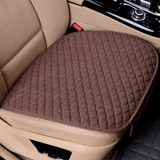 Funda de asiento de coche de lino, cojín de tela de lino delantero y trasero, alfombrilla protectora transpirable, alfombrilla Universal para Interior de coche, camión, SUV, furgoneta