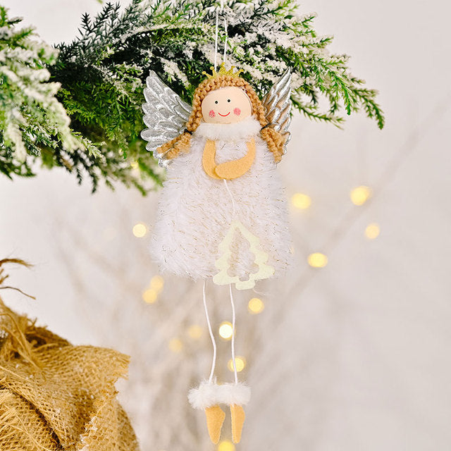 Neujahr Engel Puppe Weihnachtsbaum hängende Ornamente Dekor Weihnachten Elch Anhänger Dekoration für Zuhause Navidad 2021 Auto Ornament
