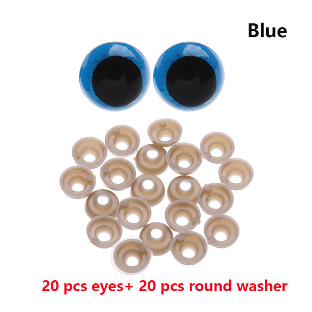 20pcs 8/10/12/14mm Mix Color Plastic Safety Eyes Crafts Animal Teddy Bear DIY Dolls Puppet Accessories Stuffed Toys with Washer