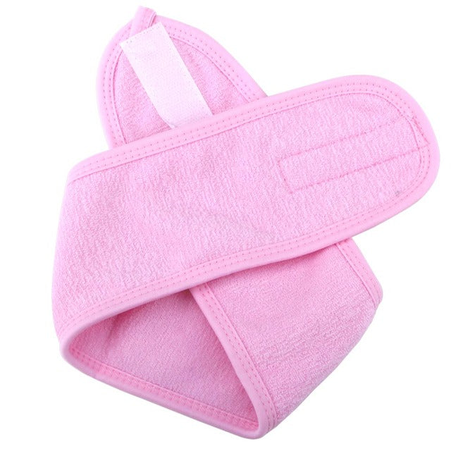 Eyelashes Extension Spa Face Headband Wrap Head Terry Cloth Headband Make Up Stretch Towel with Magic Tape Makeup Accessories