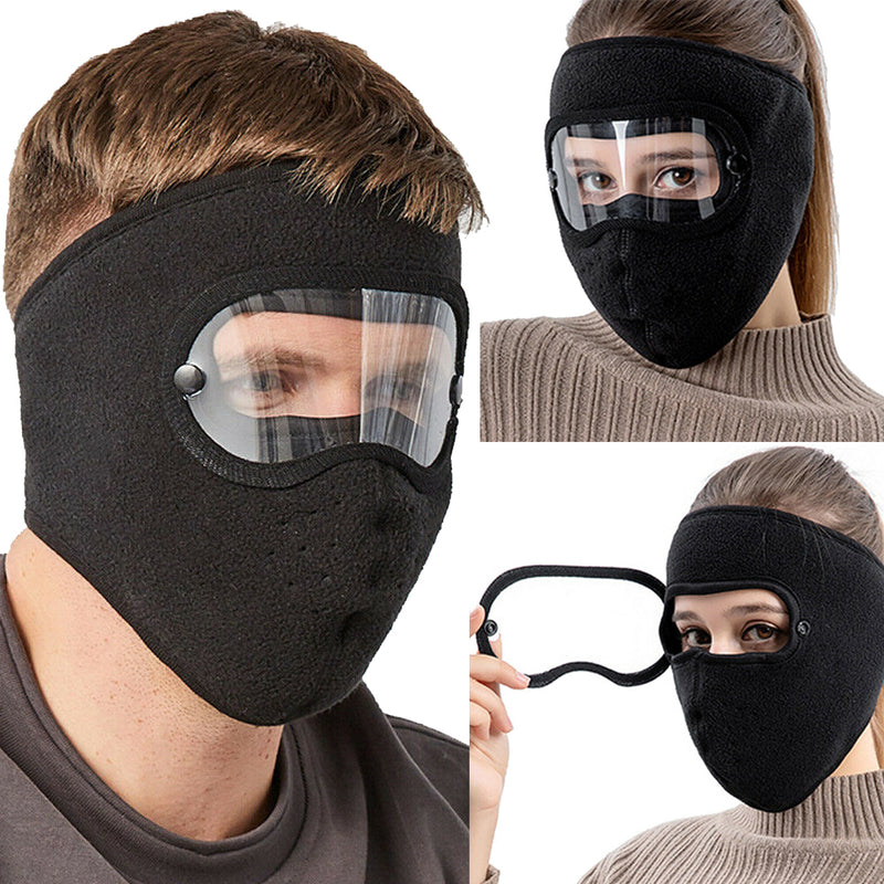 Winddichte Anti-Staub-Gesichtsmaske Radfahren Ski Atmungsaktive Masken Fleece-Gesichtsschutzhaube mit hochauflösender Anti-Brille Skullies