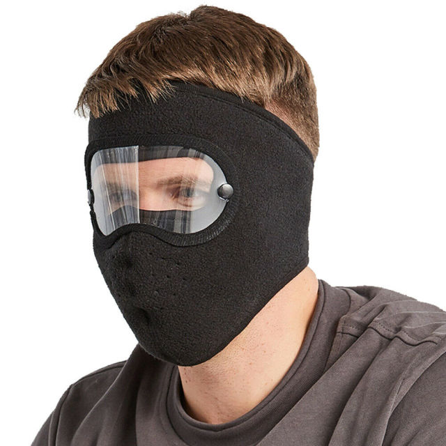 Máscara facial antipolvo a prueba de viento Ciclismo Esquí Máscaras transpirables Fleece Face Shield Hood con alta definición Anti Goggles Skullies