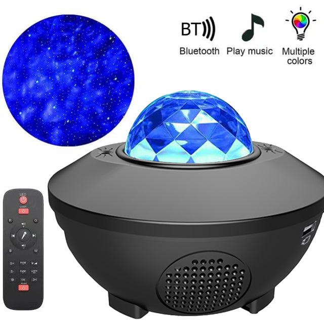 LED Star Ocean Wave Proyector Night Light Galaxy Starry Sky Proyector Lámpara de noche con música Altavoz Bluetooth para niños