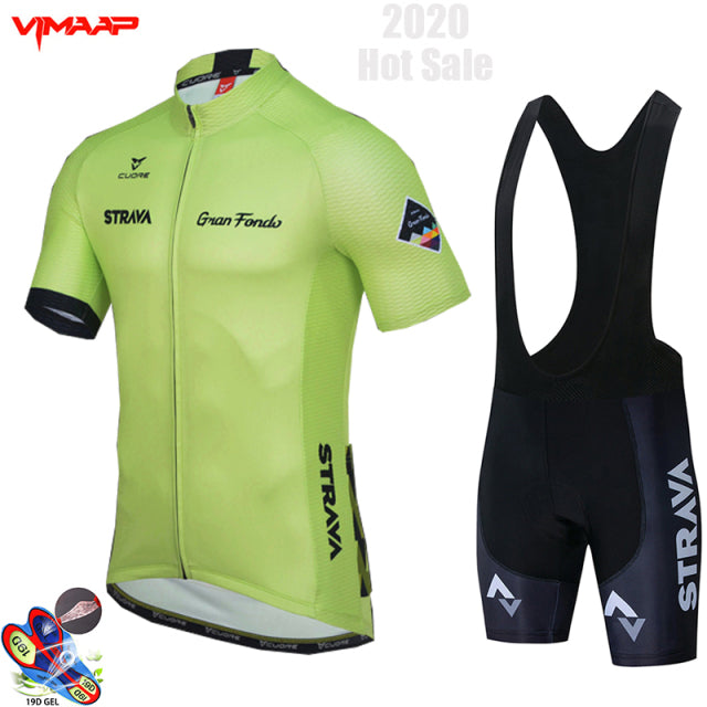 2022 New STRAVA Summer Cycling Jersey Set Breathable Team Racing Sport Bicycle Jersey Mens Cycling Clothing Short Bike Jersey