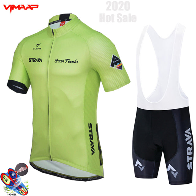 2022 New STRAVA Summer Cycling Jersey Set Breathable Team Racing Sport Bicycle Jersey Mens Cycling Clothing Short Bike Jersey