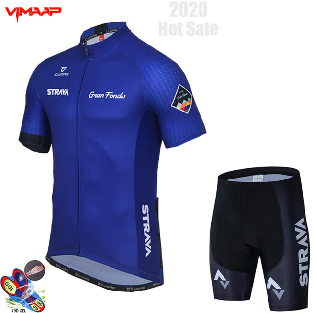 2022 New STRAVA Summer Cycling Jersey Set Breathable Team Racing Sport Bicycle Jersey Mens Cycling Clothing Short Bike Jersey