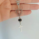New Cross Necklace, Pendant, Onyx, Black, Stone, Heart, Cross, Goth, Gothic Necklaces for Women