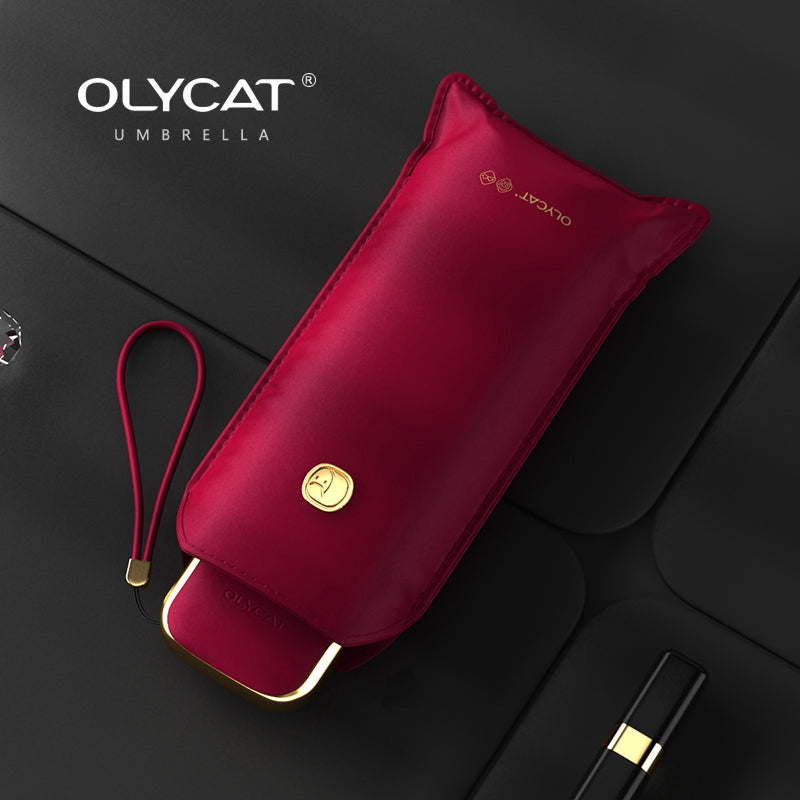 Olycat plano lindo Mini paraguas cinco plegable UV lujo paraguas lluvia mujeres portátil verano al aire libre bolsillo sol paraguas niñas regalo