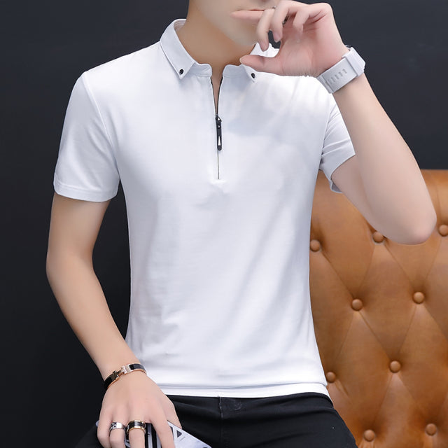 BROWON 2022 summer casual polo shirt men short sleeve turn down collar slim fit sold color polo shirt for men plus size