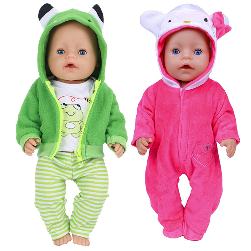 Niedliches Puppen-Outfit für 17-Zoll-43-cm-Puppen, neugeborene Puppenkleidung, Zubehör, wiedergeborene Puppe, Plüsch-Overall, Baby-Geburtstagsgeschenk
