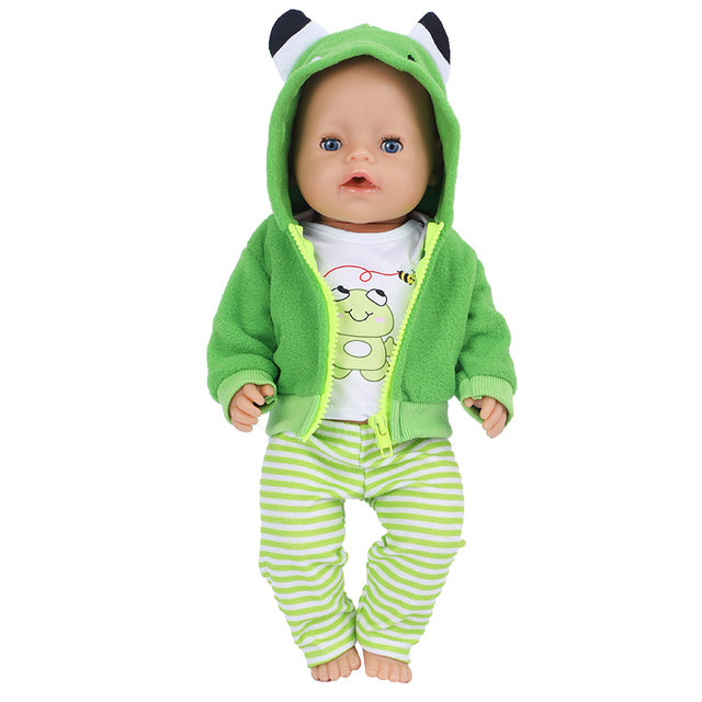 Niedliches Puppen-Outfit für 17-Zoll-43-cm-Puppen, neugeborene Puppenkleidung, Zubehör, wiedergeborene Puppe, Plüsch-Overall, Baby-Geburtstagsgeschenk