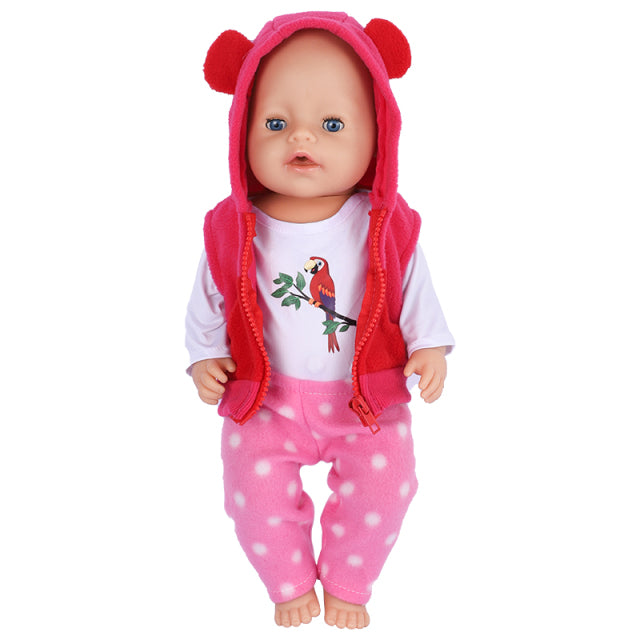 Cute Doll Outfit for 17 Inch 43cm Dolls New Baby Born Doll Clothes Accessories Reborn Doll Plush Jumpsuit Baby Birthday Gift