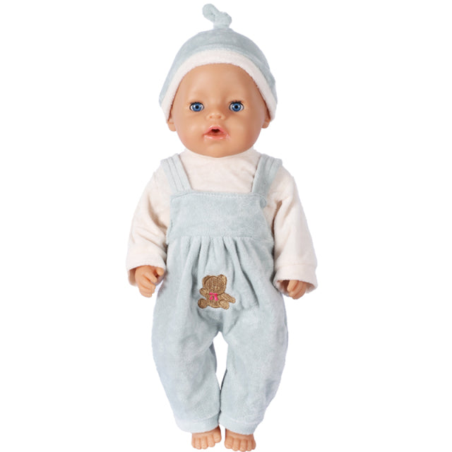 Bonito conjunto de muñeca para muñecas de 17 pulgadas y 43cm, accesorios de ropa para recién nacidos, muñeco de peluche, mono, regalo de cumpleaños para bebé