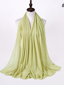 72*175cm Muslim Chiffon Hijab Shawls Scarf Women Solid Color Head Wraps Women Hijabs Scarves Ladies Foulard Femme Muslim Veil