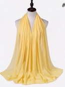 72*175cm Muslim Chiffon Hijab Shawls Scarf Women Solid Color Head Wraps Women Hijabs Scarves Ladies Foulard Femme Muslim Veil