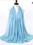 72*175cm Muslim Chiffon Hijab Shawls Scarf Women Solid Color Head Wraps Women Hijabs Scarves Ladies Foulard Femme Muslim Veil
