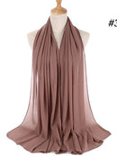 72*175cm Muslim Chiffon Hijab Shawls Scarf Women Solid Color Head Wraps Women Hijabs Scarves Ladies Foulard Femme Muslim Veil