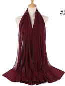 72*175cm Muslim Chiffon Hijab Shawls Scarf Women Solid Color Head Wraps Women Hijabs Scarves Ladies Foulard Femme Muslim Veil