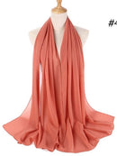 72*175cm Muslim Chiffon Hijab Shawls Scarf Women Solid Color Head Wraps Women Hijabs Scarves Ladies Foulard Femme Muslim Veil