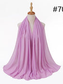 72*175cm Muslim Chiffon Hijab Shawls Scarf Women Solid Color Head Wraps Women Hijabs Scarves Ladies Foulard Femme Muslim Veil