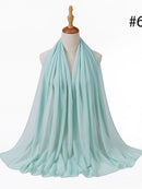 72*175cm Muslim Chiffon Hijab Shawls Scarf Women Solid Color Head Wraps Women Hijabs Scarves Ladies Foulard Femme Muslim Veil