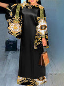 Bohemian Maxi Long Dress VONDA 2022 Women Round Neck Striped Long Maxi Dress Beach Baggy Half Sleeve Vestido Robes Longue