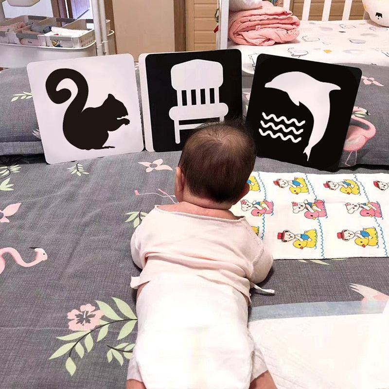 Montessori Baby Visual Stimulation Card Toys Black White Flash Cards High Contrast Visual Stimulation Learning Montessori Cards