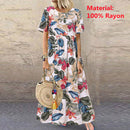 2022 ZANZEA Bohemian Holiday Sundress Summer Women Vintage Floral Printed Short Sleeve Beach Dress Loose Long Vestido Robe Femme