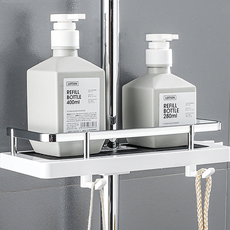 Dusch-Aufbewahrungshalter-Rack Badezimmer-Hebestange-Stütztablett Kein Stanzen ABS-Organisator-Badezimmer-Regal