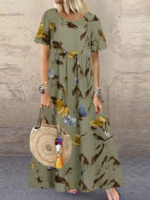 2022 Herbst Sommer ZANZEA Faltenkleid Frauen Vintage Vestidos Robe Gedruckt Lange Maxi Kleider Femme 3/4 Ärmel Tunika