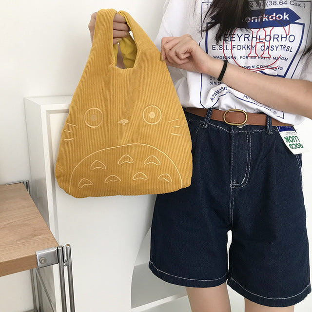 Leinwand Tragetaschen für Frauen 2022 Cord Große Damen Baumwolle Tuch Handtasche Cartoon Print Weibliche Käufer Mode Stoff Geldbörse