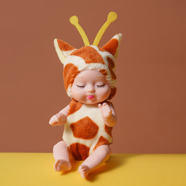 1 pieza de muñeca de bebé para dormir, linda muñeca de Animal, bebé Reborn simulado de 3,5 pulgadas de altura, juguete para niños con ropa