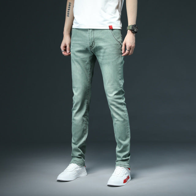 2022 Neue Männer Skinny White Jeans Mode Lässig Elastische Baumwolle Dünne Denim Hosen Männliche Marke Kleidung Schwarz Grau Khaki