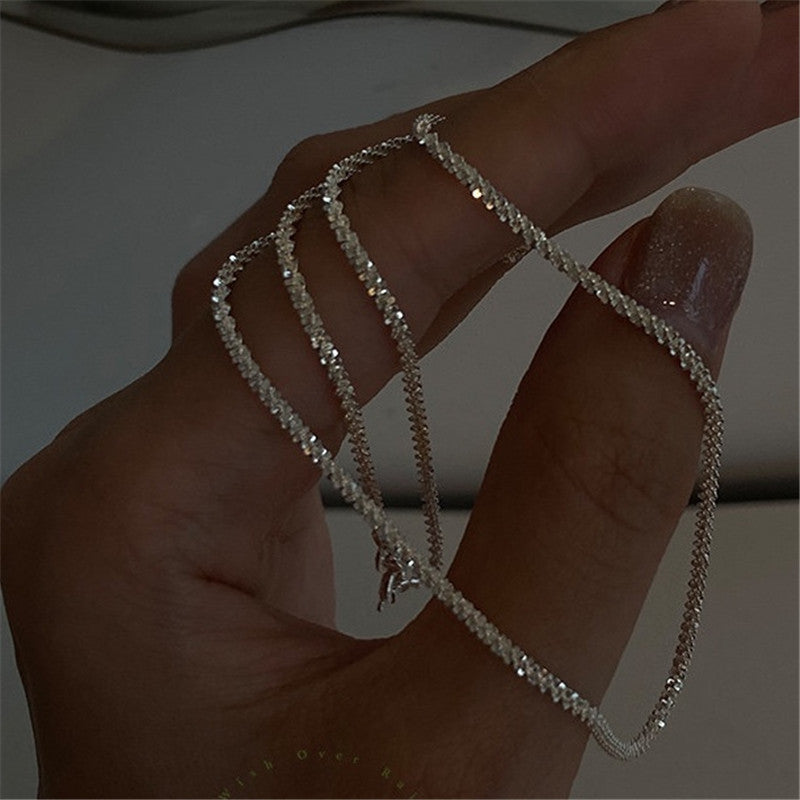 2022 Trend Funkelnde Silber Farbe Halsband Halskette für Frauen Elegante Schlüsselbein Kette Halskette Party Hochzeit Kragen Schmuck Geschenke