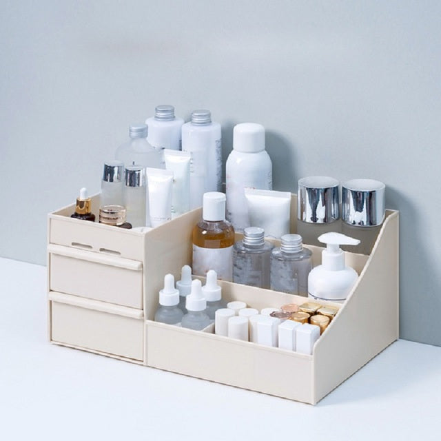 Caja de almacenamiento de cosméticos de gran capacidad, organizador de cajón de maquillaje, joyería, esmalte de uñas, contenedor de maquillaje, caja de almacenamiento de artículos diversos de escritorio, 1 ud.