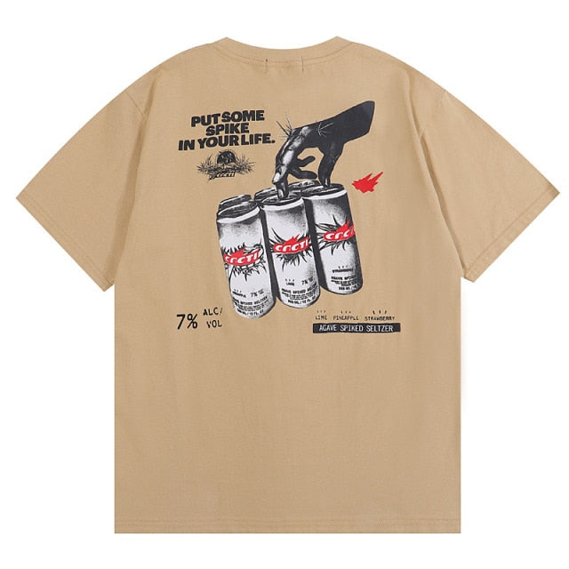 Kanye West Spoof Asymmetric Men Summer 350 T-Shirts Hip Hop Streetwear Khaki Oversized Tops Tees Casual Letter Print TShirts