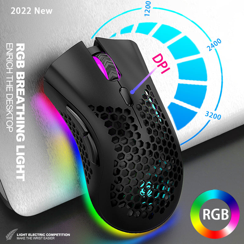 2022 Rechargeable USB 2.4G Wireless RGB Light Honeycomb Gaming Mouse Desktop PC Computers Notebook Laptop Mice Mause Gamer Cute