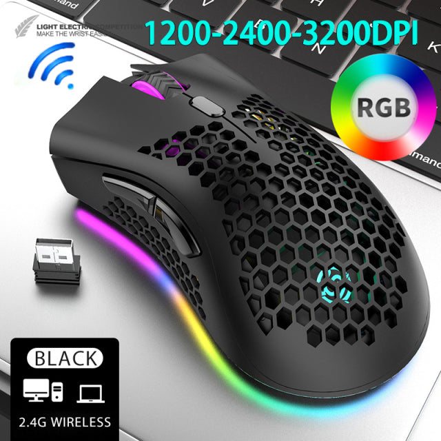 2022 wiederaufladbare USB 2.4G Wireless RGB Light Honeycomb Gaming Mouse Desktop PC Computer Notebook Laptop Mäuse Mause Gamer Cute