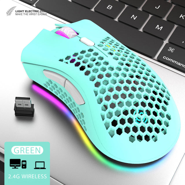 2022 USB recargable 2,4G inalámbrico RGB Light Honeycomb Gaming Mouse Desktop PC Computadoras Notebook Laptop Ratones Mause Gamer Cute