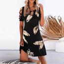 Women Floral Print Party Dresses Sexy Summer Short Sleeve O-Neck Mini Dress For Ladies 2022 Hollow Out Design Elegant Dress