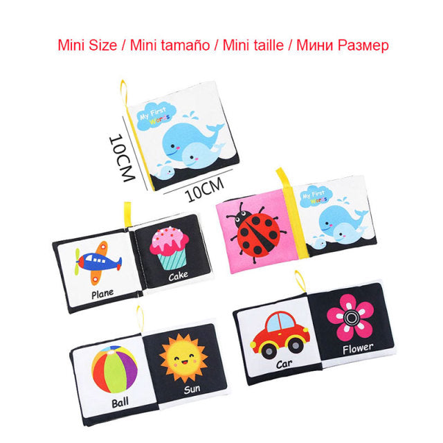 Newborn Sensory Toys For Babies Educational Baby Book Crib Toys Black White Baby Toys Animal Cloth Book Baby Toys 0 12 Months