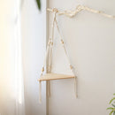 Estante de pared de macramé, estantes de decoración bohemios para el hogar, portavelas de pared, estante flotante para dormitorio, decoración de madera, estantería para niños