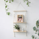 Estante de pared de macramé, estantes de decoración bohemios para el hogar, portavelas de pared, estante flotante para dormitorio, decoración de madera, estantería para niños