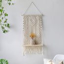Estante de pared de macramé, estantes de decoración bohemios para el hogar, portavelas de pared, estante flotante para dormitorio, decoración de madera, estantería para niños