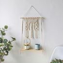 Estante de pared de macramé, estantes de decoración bohemios para el hogar, portavelas de pared, estante flotante para dormitorio, decoración de madera, estantería para niños