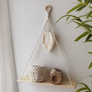Estante de pared de macramé, estantes de decoración bohemios para el hogar, portavelas de pared, estante flotante para dormitorio, decoración de madera, estantería para niños