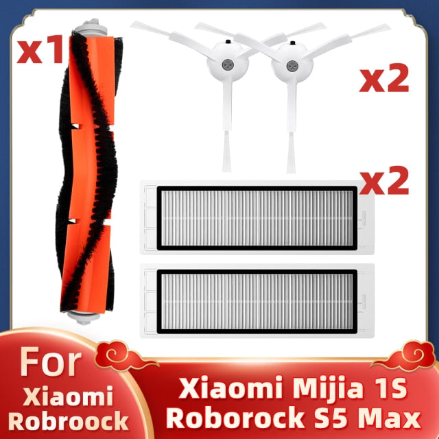 Xiaomi Mijia 1 / 1S SDJQR01RR SDJQR02RR SDJQR03RR Roborock S5 Max S6 MaxV Spare Parts Main Side Brush Hepa Filter Brush Cover