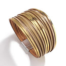 Amorcome Boho Mint Leather Bracelets for Women 2022 Fashion Ladies Slim Strips Multilayer Wide Wrap Bracelet Female Jewelry Gift